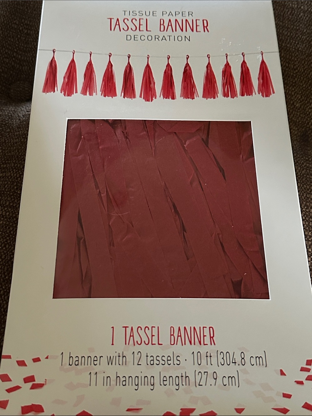 NEW! Party Hanging  tassel banner tissue paper RED 10 ft